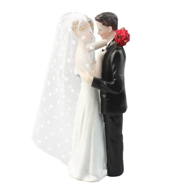 GUOOL Couple Bride with Light Skin Tone Resin Wedding Figure Decorative Cake Topper