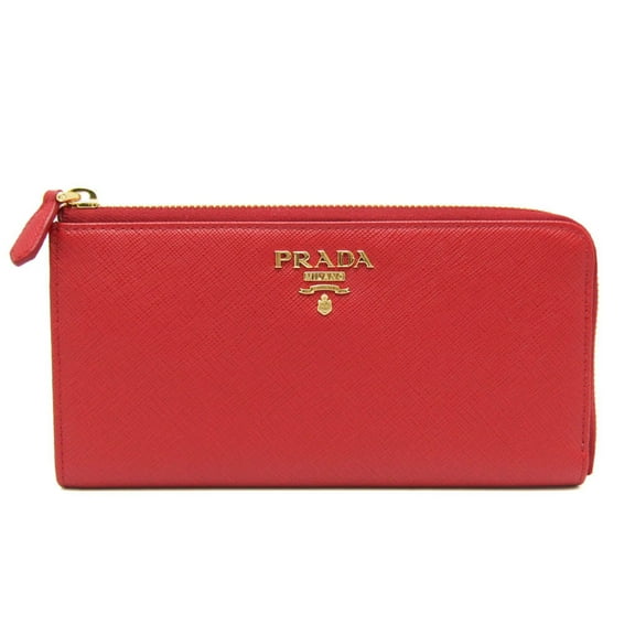 Pre-Owned Prada 1ML030 Men,Women Saffiano Long Bill Wallet (bi-fold) Red Color (Good)