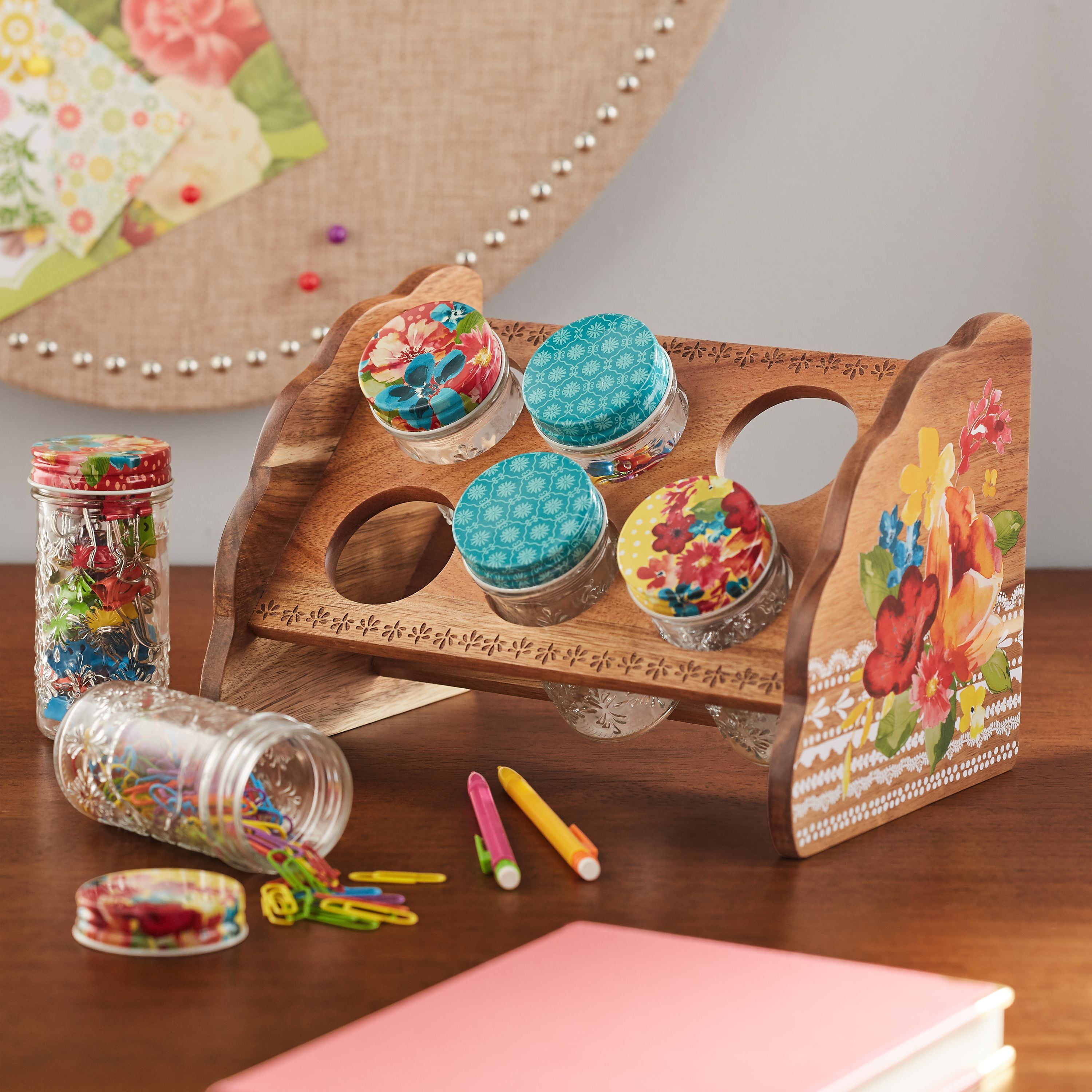 The Pioneer Woman Wildflower Whimsy Six Jar Spice Rack Walmart