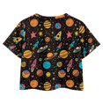 thumbnail image 2 of Uourmeti Girl Cat T-Shirt for Girls 5-6 Summer Short Round Neck Crop Tops Donut Print Sports Pullover Kids Short Sleeve Top, 2 of 5