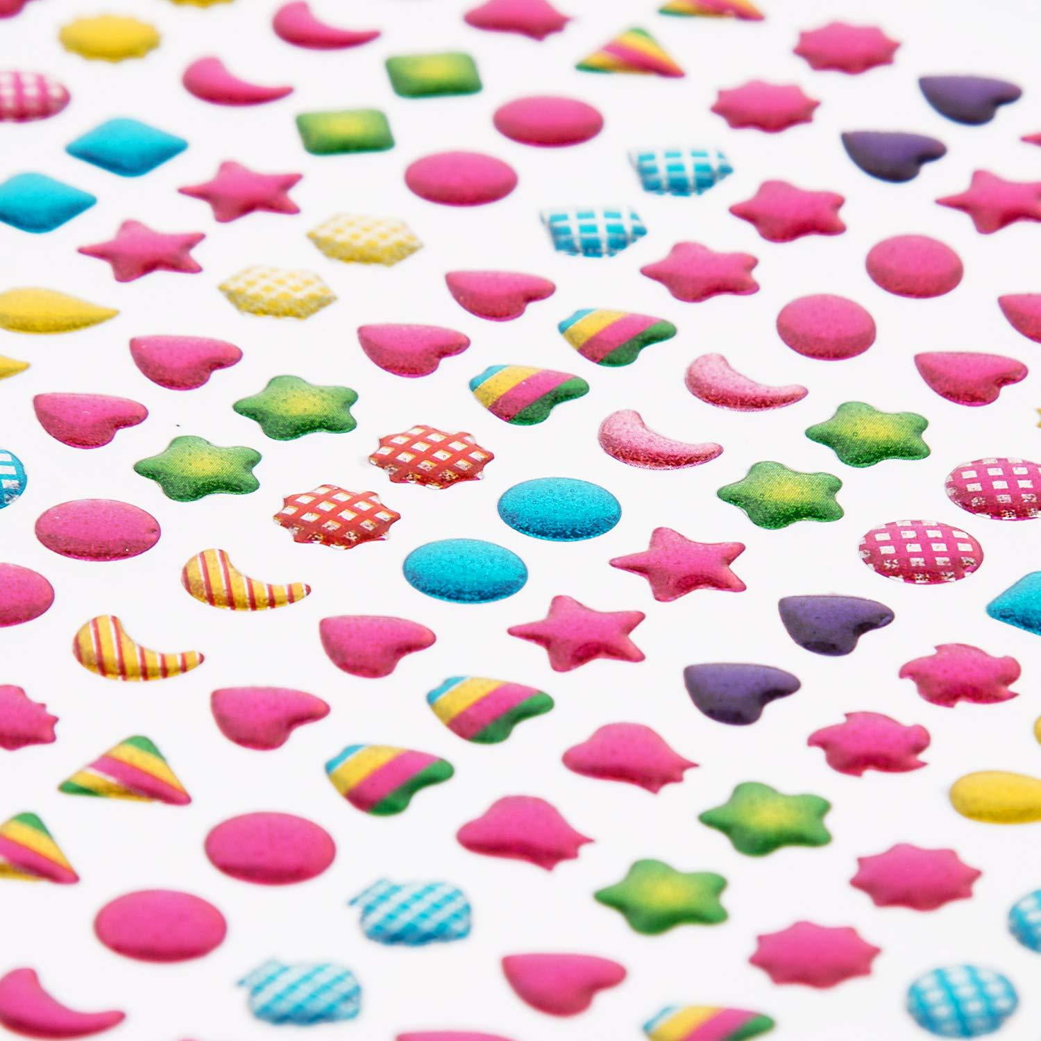 4 Sheet SAVITA 240 Pcs Stick on Earrings 3D Gem Stickers Glitter Sparkle Crystal Stickers Sticker Earrings for Girls Kids Children Multiple Colors /& Shapes