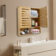 thumbnail image 4 of Wildnix Wall-Mounted Bathroom Cabinet, 3-Tier Bamboo Storage Unit with Lower Open Compartment, Modern Design, Easy Installation, Durable and Practical, 4 of 6