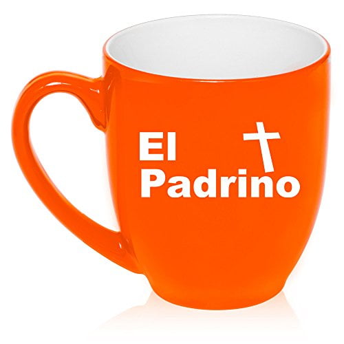 16oz Bistro Mug Ceramic Coffee Glass El Padrino Christening Baptism Godfather