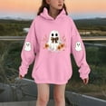 thumbnail image 2 of SERTG Children Halloween Printed Hooded Tops Long Sleeved Sweatshirt with Pockets Fleece Top Hooded Sweatshirt for Girls 3-14 Years(Pink,11-12 Years), 2 of 4