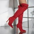 thumbnail image 2 of Mostsola Over the Knee Boots for Women with Zipper Pull on Suede Rhinestone Trendy Stiletto, 2 of 9