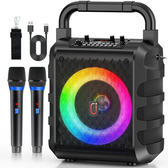 JYX Karaoke Machine System With 2 Mics Bluetooth 5.0 Speaker For Camping Party