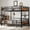 Full + Black + Vintage + MDF + Metal, variant on Full over Full Metal Bunk Bed Separable into Loft Bed and Platform Bed with Raised Security Fence, Vintage Wood-Colored, MDF+Metal, Space Saving for Bedroom