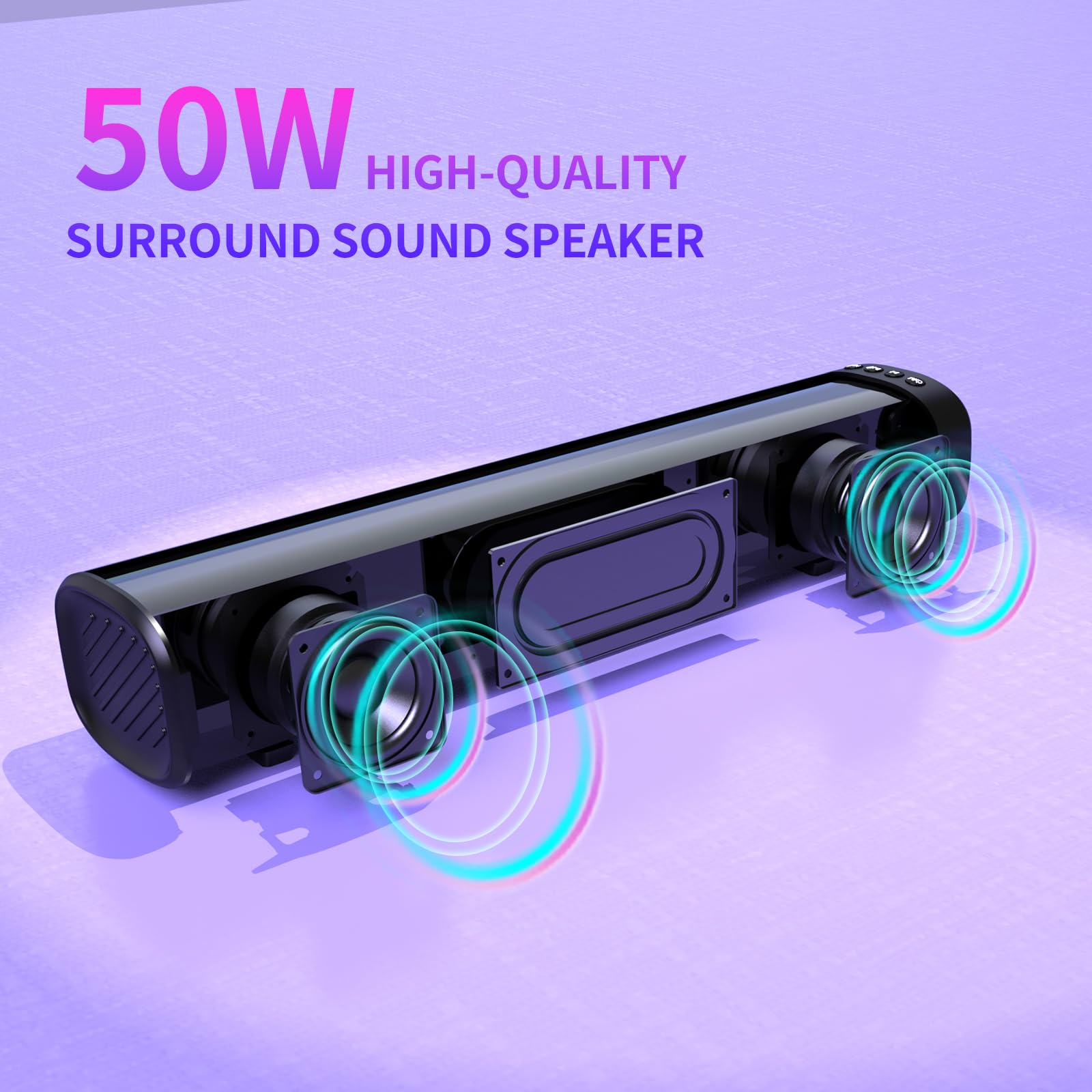 TONOR Barre De Son Pour Smart TV Avec Caisson De Basses 2.1, Système De Son Surround 3D Pour Haut-parleur TV/PC/téléphone Avec Bluetooth 5.3, DSP Intégré, 3 Modes, Barre De Son Audio Home - 10