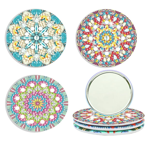 (XJ003) 3 Uds. Diamante Cristal Con Forma Especial Bricolaje Punto Un Lado Espejo Pequeño Portátil Mandala