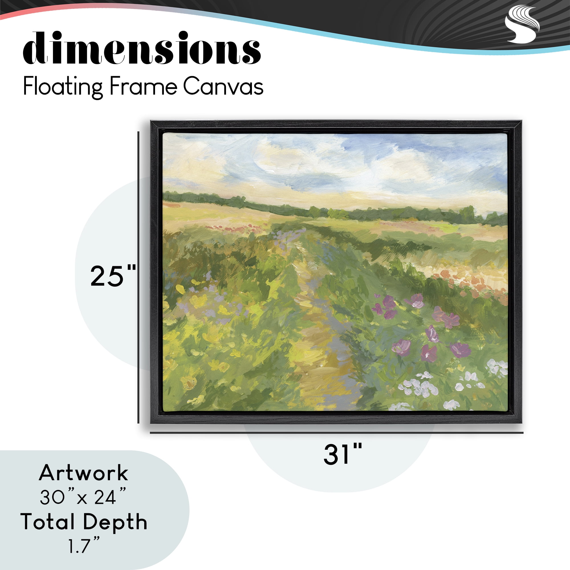 Stupell Industries Windswept Flower Field Black Framed Floater Canvas Wall Art, design by Victoria Barnes