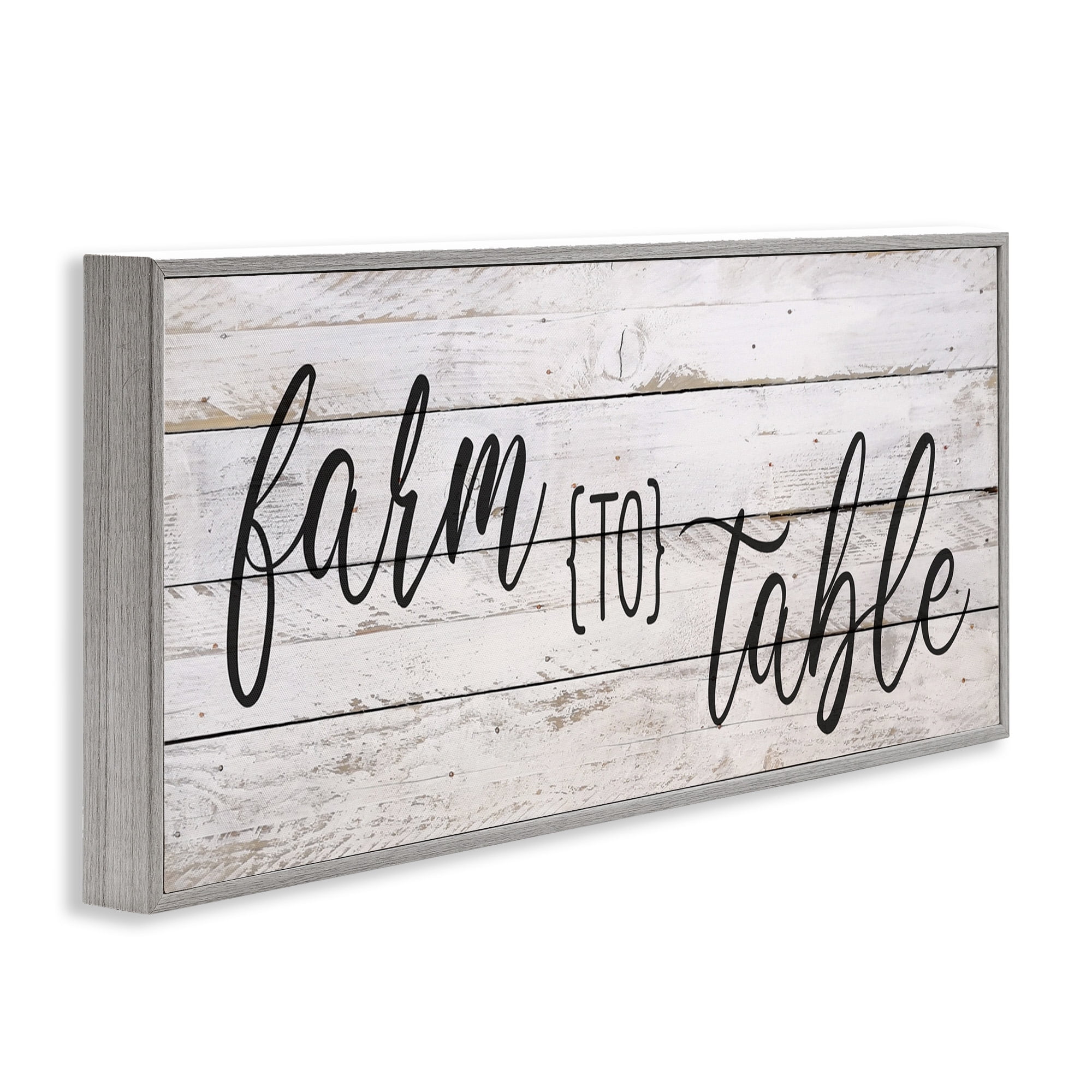 Stupell Industries Planked Style Farm to Table Food & Beverage Painting Gray Framed Art Print Wall Art, 24 x 10