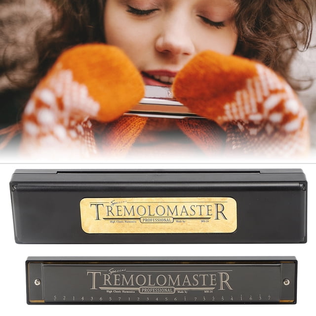 24 Hoyos Diatonic Blues Armonica, C Key Polifonic Armónica Con Estuche de Almacenamiento para Profesionales de Principiantes
