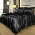 thumbnail image 2 of Unique Bargains Ensemble de Draps en Satin 4 Pcs Draps en Polyester Soyeux et Doux, 2 of 8