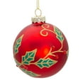 thumbnail image 4 of Kurt Adler 80MM Glass Red Berry and Holly Leaves 6-Piece Ball Ornament Set, 4 of 4