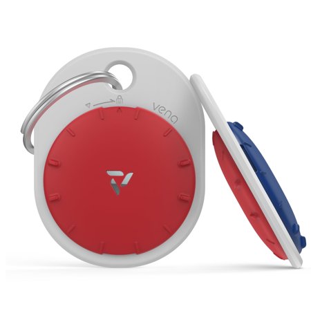 Vena For Apple AirTag Holder Pet, AirTag Keychain Silicone, AirTag Case Cover Carabiner For Dog Cat Collar Luggage Kids Elderly Backpack, Blue / Red