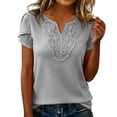 thumbnail image 5 of Aboser Embroidered Tops for Women Short Sleeve Beach Shirts Trendy Casual Bohemian T Shirt Loose Fitted V Neck Blouses Going Out Top, 5 of 9