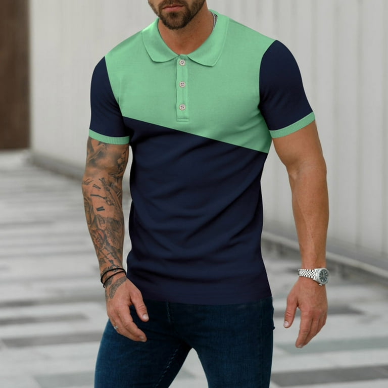 B91xZ Shirts For Men Mens Fashion Personality Retro 6 Collar