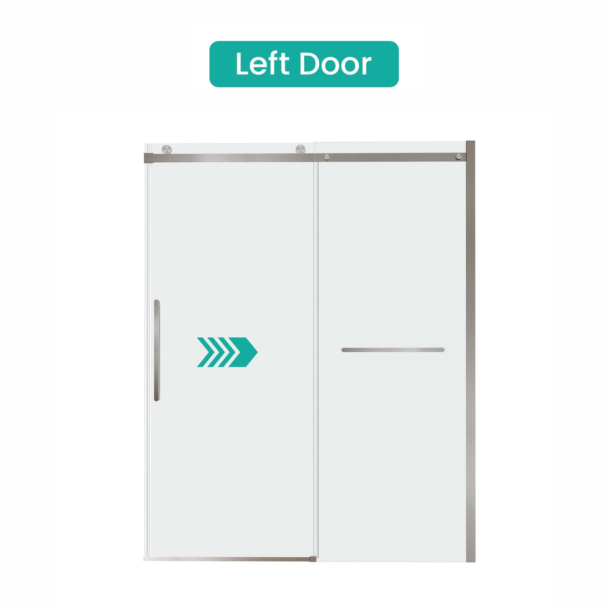 Leumius 56-60"W x 76"H Sliding Shower Door, Frameless Glass Shower Door with Brushed Nickel Hardware, Towel Bar and Handle,Drop Shipping available