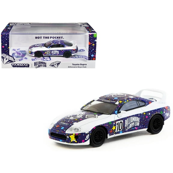Toyota Supra RHD #10 "Billionaire Boys Club" Purple and White with Graphics "Hobby64" 1/64 Diecast Model Car by Tarmac Works