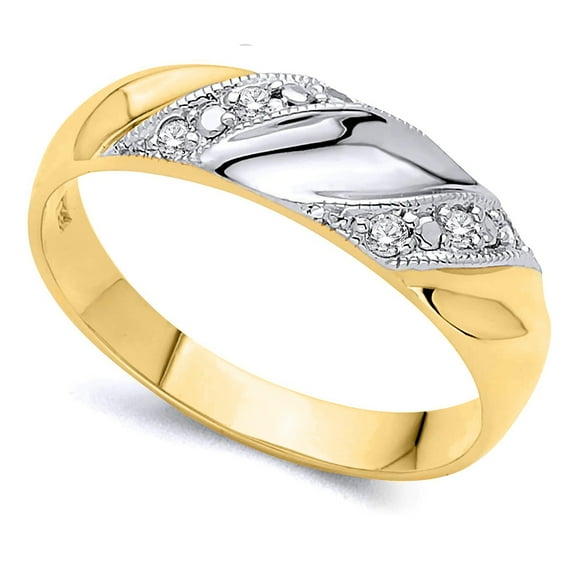 Precious Stars 14K Two-Toned Gold Cubic Zirconia 6-mm Men's Wedding Band