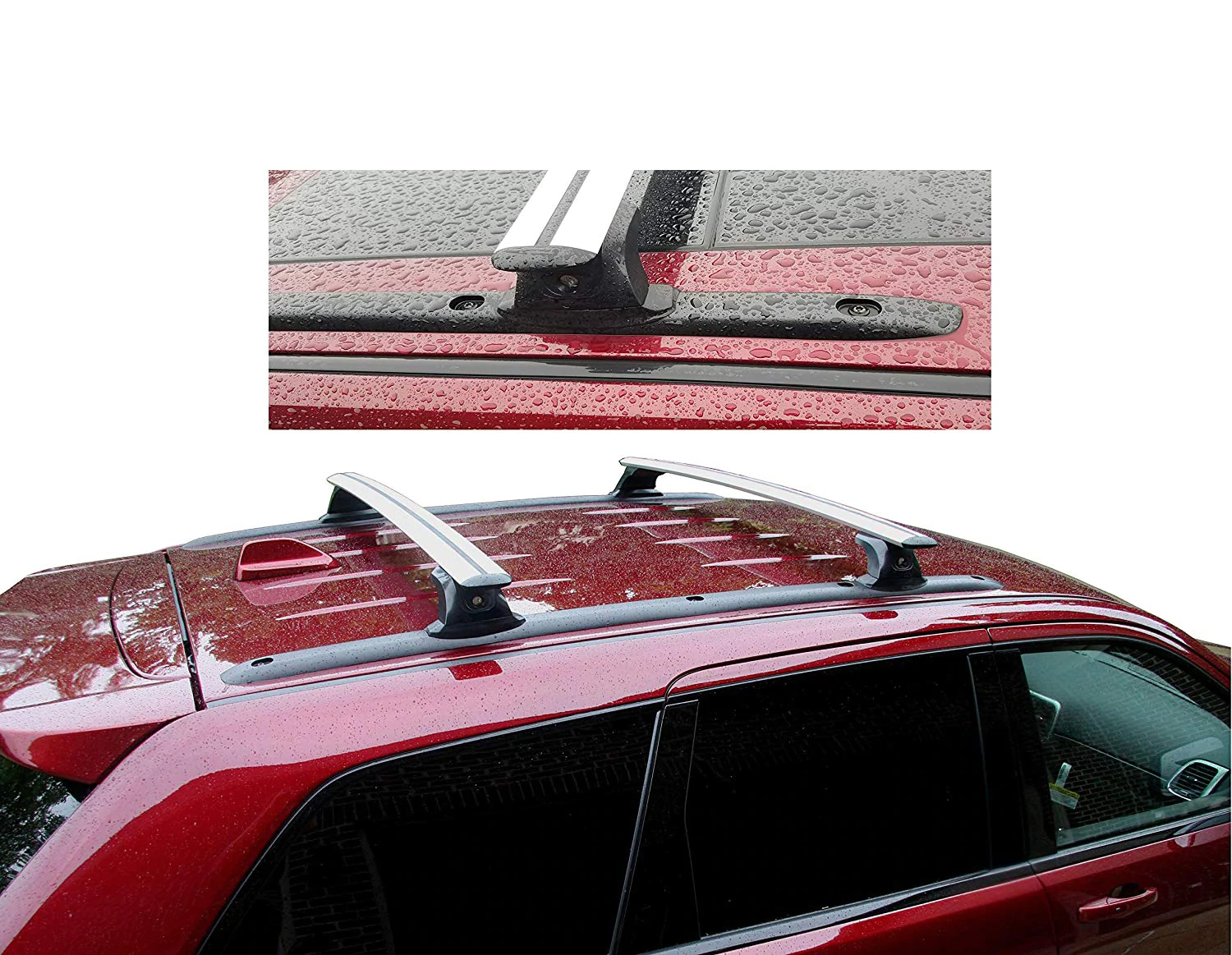 BRIGHTLINES Heavy Duty Anti-Theft Premium Aluminum Roof Rack Crossbars Compatible with 2011-2021 Jeep Grand Cherokee with Roof Black Plastic Moldings