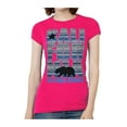 thumbnail image 1 of Femmes Californie République Bleu Tribal Motif Noir T-Shirt - Rose Chaud - Moyen, 1 of 1