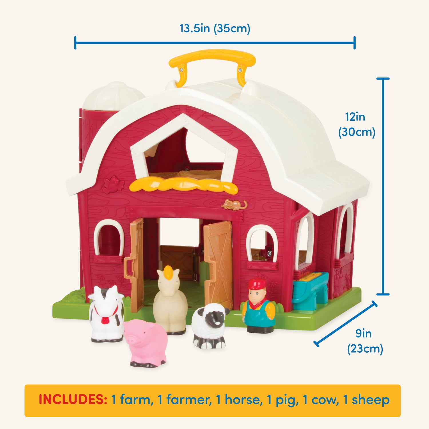Take Along Battat Big Red Barn Kids Farmhouse Playset with Toy Animals and Figurines Walmart