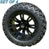 Performance Plus Carts Voodoo 14" Black Golf Cart Wheels with 23" All Terrain Tires - Set of 4