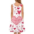thumbnail image 3 of Renewold Ladies Tank Top Summer Dresses Pink Heart Athletic Activewear Valentine's Day Womens Scoop Neck Sleeveless Midi Dress Comfy Pleat Dress Size 2XL, 3 of 6