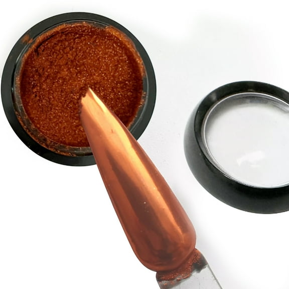 Copper Chrome Nail Powder, Brown Metallic Mirror Effect Dust Glitter Manicure Effect Chrome Pigment Powder Dust Manicure for Gel Polish Nail Art Decoration