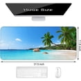 thumbnail image 3 of Desk Pad, XL Extended Large Gaming Mouse Pad 31.5 x 11.8 Inch, Waterproof Mousepad with Stitched Edges, Non-Slip Computer Keyboard Laptop Mat for Women Men Office Work, Beach Coconut Trees, 3 of 5