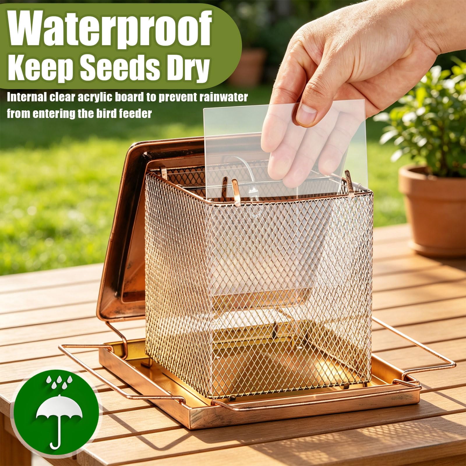IWNTWY Metal Wild Bird Feeder,  Heavy Duty 3.5LB Capacity for Outdoor Hanging in Garden, Yard