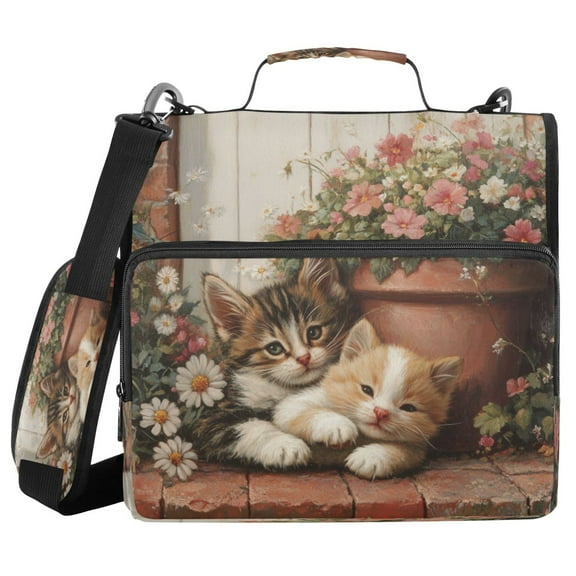 YAZAOO Zipper Binder trapper keeper Documents Organized Design Flower Garden Cuddles Printed