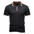 thumbnail image 2 of Antinious Men Solid Knit Zip Collar Pullover Short Sleeve Business Versatile Casual Tops, 2 of 5