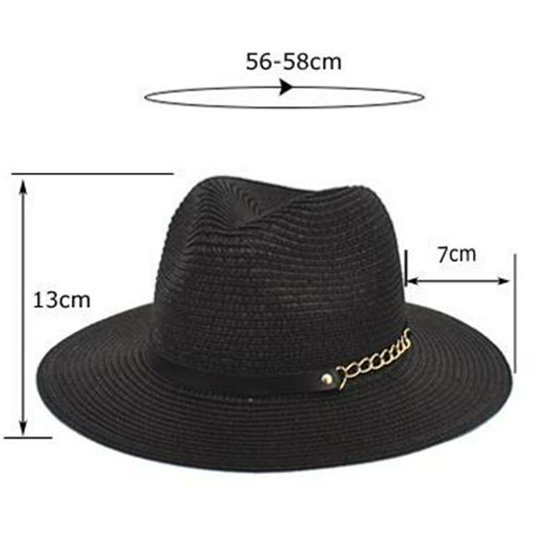Women Vintage Boater Straw Hat Wide Brim Beach Hats for Men Oversize Straw Hat for Women Floppy Wide Brim Sun Hat, Women's, Size: One size, Black