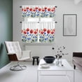 thumbnail image 6 of Watercolor Blue Red Flower Leaves Curtain Tier and Valance Set 3 Piece, Independence Day 3-inch Rod Pocket Window Tier Curtains Valance for Kitchen Living Room, 6 of 9
