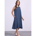 thumbnail image 3 of DARING DIVA Linen Sleeveless Dress Small Navy, 3 of 7