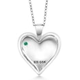 thumbnail image 2 of Gem Stone King Keren Hanan 18K Yellow Gold Plated Silver 2 Heart Love Treasure Pendant Necklace for Women Set with Green Zirconia, 2 of 5