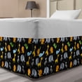 thumbnail image 1 of Animal Bed Skirt, Nursery Themed Cartoon of Elephant Lion Giraffe Whale Zebra Gator on Dark, Elastic Bedskirt Dust Ruffle Wrap Around for Bedding Decor, 4 Sizes, Charcoal Grey White, by Ambesonne, 1 of 2