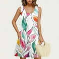 thumbnail image 5 of JTZGDY Summer Dresses for Women Casual Floral Pattern Print Sleeveless Round Neck Graphic T-Shirts Dress Loose Flowy Comfy Tunic Dress Fashion Beach Tank Sundress with Pockets Multicolor#11 M, 5 of 7