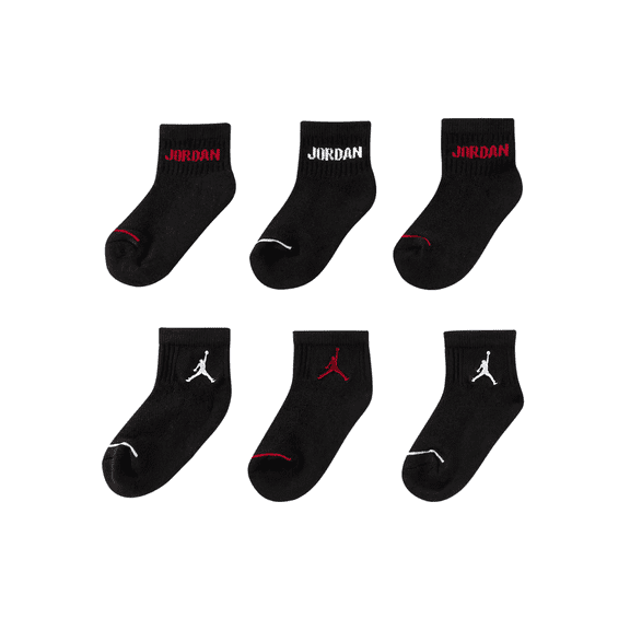 Jordan Boys 6-Pk. Ankle Cushioned Socks M=5Y-7Y/ Sock Size 9-11