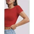 thumbnail image 3 of Women's Short Sleeve Crop Tops Crew Neck T Shirt Sexy Tee, 3 of 5