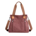 thumbnail image 1 of Bolso tote vintage de lona para mujer con múltiples bolsillos, morado, 1 of 5