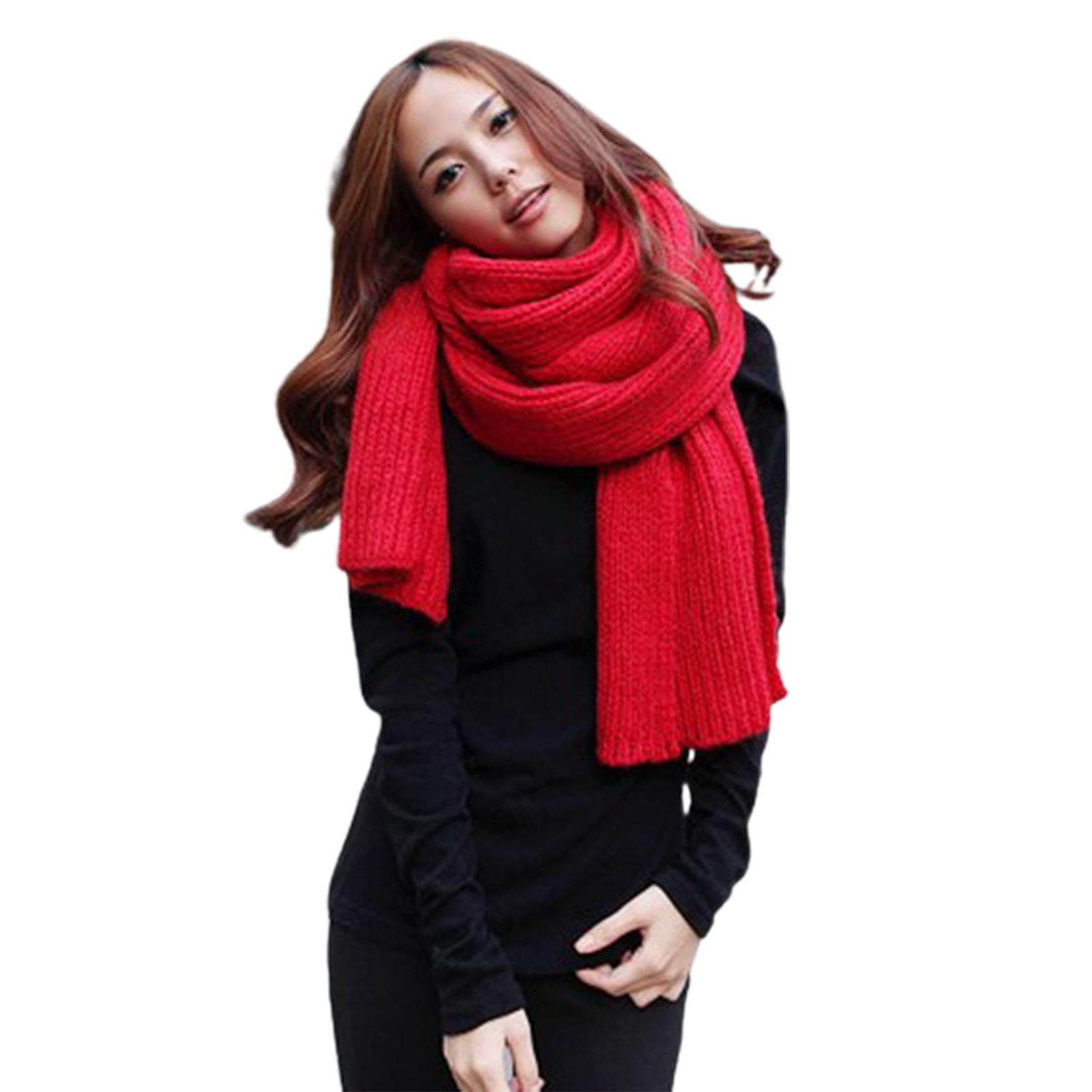 Cheap Autumn Winter New Unisex Scarf Solid Color Handmade Knitted