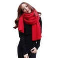 thumbnail image 2 of Naierhg Winter Scarf Unisex Scarf Solid Color Knitted Autumn Winter Japanese Korean Style Knitting Scarf for Dating Red, 2 of 8