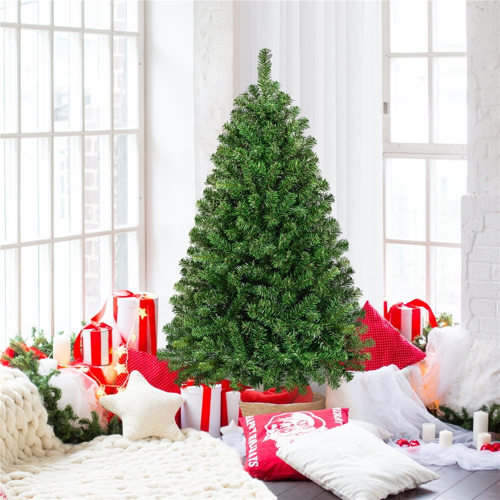 Alden Design Clear Prelit Incandescent Green Hinged Spruce Artificial Christmas Tree, 4.5'