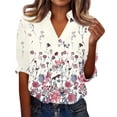 thumbnail image 7 of Women's 3/4 Sleeve V Neck Blouse Solid Color Work Casual Regular Collared Top with Button Closure for Office Business and Daily Casual Outfits, 7 of 7
