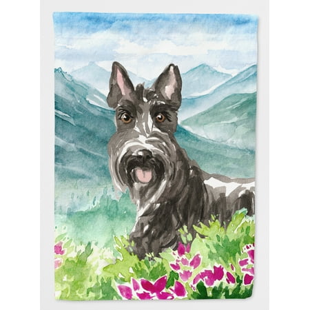 Mountain Flowers Scottish Terrier Flag Canvas House