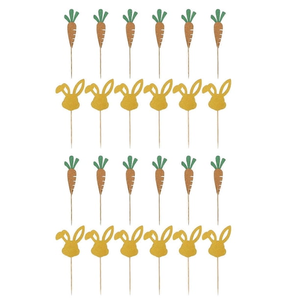24pcs Cupcake Toppers Cake Insert Picks Rabbit Cake Toppers Bunny Cupcake Topper