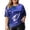 Blue, variant on KDFJPTH Womens Graphic T Shirts Loose Large Size Round Neck Solid Color Bright Short Sleeve Tshirts Tops